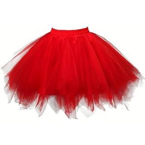 Boolavard Volwassen Vrouwen 80's Tutu Rok Gelaagde Tule Petticoat Halloween Tutu (DE/NL/SE/PL, Alfabetisch, S, M, Regular, Regular, Rood)