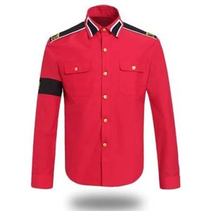 Heren-kindershirt, geschikt voor fans van Michael Jackson Professional Cosplay for Michael Jackson kostuum CTE Style Shirt voor MJ fans wit zwart rood kleuren overhemd .., rood, XXS