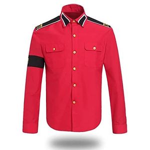 Heren-kindershirt, geschikt voor fans van Michael Jackson Professional Cosplay for Michael Jackson kostuum CTE Style Shirt voor MJ fans wit zwart rood kleuren overhemd .., rood, XXS