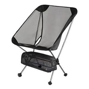 Lichtgewicht viskruk, draagbare klapstoel, visstoel met verstelbare poten, opvouwbare campingstoel met gaasrug en schouderband (Color : Black-S)