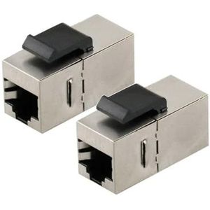 2 stuks RJ45 Keystone Jack Cat6 afgeschermde modulaire koppeling met Latch 8P8C aansluitingen Ethernet LAN-netwerkkabel, extender, adapter (zilver_10 stuks)