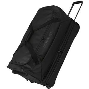 travelite Trolley reistas met wielen van waterafstotend materiaal, basics zachte bagage roltas met stretchplooi, 70 cm, 98-119 liter, zwart, Rollenreisetasche 70 cm, Reistas op wieltjes van