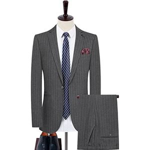 SDFGH Maat buitenlandse handel (kostuum + broek) gestreept tweedelig Brits herenpak met enkele rij knopen for heren (Color : D, Size : Asia S (EUR XXS))