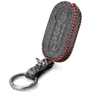 Autosleutelhangerafdekking Leren 3-knops Auto-klapsleutelhoes Voor Fiat Voor Ducato 500 500L Voor Panda Voor Grande Punto Voor Lancia Voor Musa Auto Shell Fob-accessoires Sleutel Shell