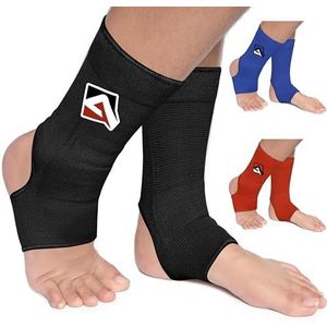 AQF MMA Enkelsteun Muay Thai Foot Brace Guard Kick Boxing Sprains Achilles Tendon Pain Relief Protector Elasticated ademende compressiekoker (Zwart, S)