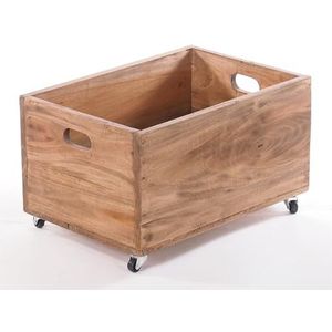 DESIGN DELIGHTS ROLBARE HOUTKIST Box | 26x45x30 cm (HxBxD), gerecycled hout | opbergkist, houten rolkist, speelgoedkist | kleur: 01 Natur-Vintage