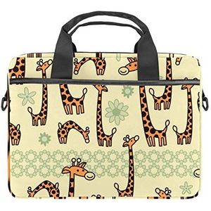 Cartoon Giraffe Patroon Laptop Schouder Messenger Bag Crossbody Aktetas Messenger Sleeve voor 13 13.3 14.5 Inch Laptop Tablet Beschermen Tote Bag Case, Meerkleurig, 11x14.5x1.2in /28x36.8x3 cm