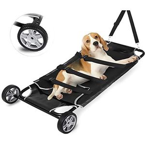 Opvouwbare brancard, roestvrijstalen brancard voor huisdieren met 2 wielen EHBO-reddingsbrancard voor kleine dieren