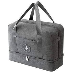 Unisex Reizen Duffel Bag Bagage Sport Gym Waterbestendig Opslag Tote Handtas Met Compartiment Gescheiden Schoenen Tas voor Mannen Vrouwen, Grijs, M