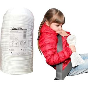TIGA-MED braaksel zak, 50 stuks. voor reisziekte luchtziekte, met praktische mondstuk, capaciteit: 1000ml, braakzakken braakzak verzameltas