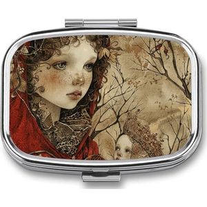 Pillendoosje pillendoosje voor vrouwen, wekelijkse pillenorganizer, donkerbeige en rood, kleine pillendoos pillencontainer met 3 compartimenten, draagbare vitaminehouderdozen voor op reis,