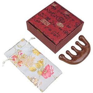 Houten massage kam, handgemaakte natuurlijke zwarte sandelhout brede tandkammen, statisch-vrij, therapie hoofdhuid hoofd massage meridiaan kam, haar kam met geschenkdoos voor mannen vrouwen