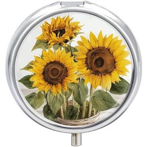 Verleidelijke Zonnebloemen Zomer Pillendoos Pil Case Pil Organizer Geneeskunde Pil Organizer Wekelijkse Pil Organizer Pil Houder Kleine Pil Case Pil Containers Pil Houder voor Portemonnee