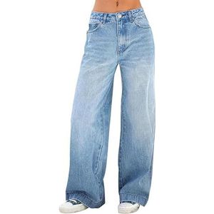 Seraphae Sweatpant Jean,Seraphae Sweatpant Jeans Dames,Sweatpants Jeans Voor Dames High Waisted Baggy Straight Slim Wide Leg Jeans (M,Lichtblauw)