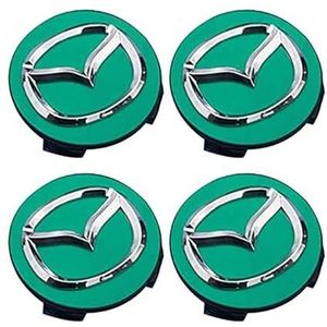 4 stuks auto wielnaafdoppen voor Mazda 2 3 6 MX-5 MX-30 CX-3 CX-8 56mm auto wielnaafdoppen vervangende naafdoppen wielnaafstickers A geel
