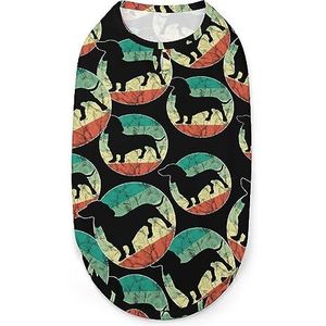Leuke Retro Teckel Hond Shirts Huisdier Zomer T-shirts Mouwloze Tank Top Ademend Voor Kleine Puppy En Katten
