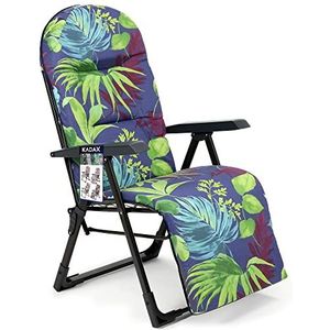 KADAX Tuinstoel met verstelbare rugleuning, relaxstoel van gepoedercoate stalen constructie, i klapstoel met draagvermogen tot 110 kg, ligstoel met kussen (M ovaal, violet/groen)