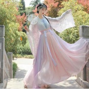 AJOHBM Kant Tule Vrouwen Chinese Traditionele Jurk Vrouwelijke Oude Stijl Fairy Kostuum Plus Size Tang Pak Chinese Hanfu Gewaad