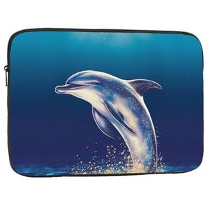 Laptophoes voor vrouwen glitter dolfijn print slanke laptophoes hoes notebook draagtas schokbestendige beschermende notebooktas 47 cm