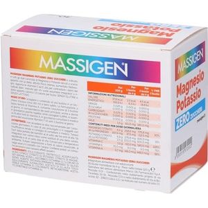 4 x Massigen Magnesio Potassio Zero Zuccheri 30 Buste con Vitamine Stanchezza e Affaticamento