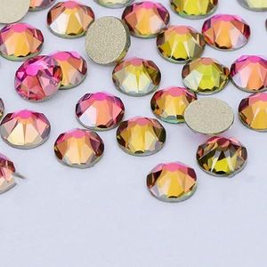 2088 DIY kristal nageldecoraties zonder hotfix, 8 grote en 8 kleine strass steentjes, platte achterkant, plaknagels voor nagelkunst - roze vitrail - SS16-1440 stuks