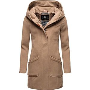 Marikoo Maikoo Winterjas voor dames, warme wollen mantel, lang, met capuchon, XS-XXL, Taupe grijs, S