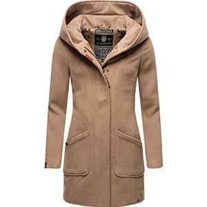 Marikoo Maikoo Winterjas voor dames, warme wollen mantel, lang, met capuchon, XS-XXL, Taupe grijs, XL
