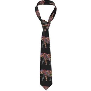 EdWal Happy Thanksgiving Day Pompoen Print Mannen Stropdassen Tie Mode Tie Grappige Ties, Voor Bruiloft Feest Vergadering Outfit, Vrolijke olifant, Eén maat