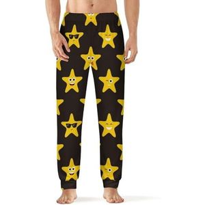 Grappige lachende sterren mannen slaap pyjama lounge broek rechte pasvorm slaap bodems zachte lange pyjama broek nachtkleding