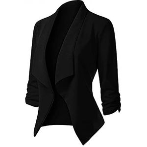 Bloemen blazer voor vrouwen slim fit revers vest pak dames elegante lichtgewicht kantoor uitloper KaloryWee, C-zwart, L