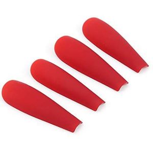 Coffin Long False Nails Matte Fake Nails Ballerina Acrylic Press on Nails Artificial Full Cover Stick on Nails for Women and Girls(Red)