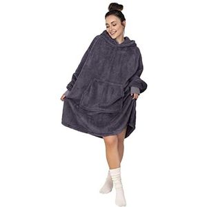 Gräfenstayn® Oversized Hoodie Deken Sherpa met Mouwen & Capuchon - Oeko-Tex Standard 100 - Draagbare Knuffeldeken om aan te trekken - warme Sweatshirt voor Mannen & Vrouwen (L – XL, Antraciet)