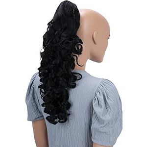 CAISHA 50cm Haarstukje Vlecht Paardenstaart Haarextensies Volumineus Golvend Schwarz HV1