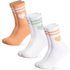 Occulto dames tennis sokken hart pak van 3 (model: Venus) Groen Oranje 35-38