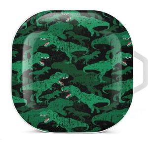 Retro groene dinosaurus oordopjes hoesje compatibel met Samsung hard shell beschermhoes witte stijl
