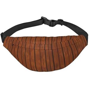 Bruine houten patroon heuptas voor heren en dames en heren en crossbody tas met verstelbare riem voor hardlopen, reizen, sport, wandelen, Zwart, Eén maat