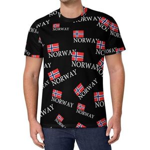 Norwegian National Pride T-shirt met korte mouwen voor heren, casual T-shirt met ronde hals, modieuze zomertops