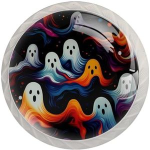 Halloween Spectre Dressoir Handgrepen Badkamer Kast Knoppen Transparant Trekt Glazen Kast Handgrepen 4 Pack