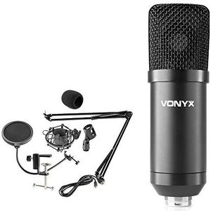 Vonyx CMS300 USB Condensator Studio Microfoon met verstelbare arm, Shockmount, Popfilter en windkap - Zwart