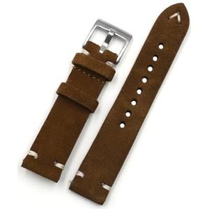 CBLDF Horlogeband van suède, 18 mm, 20 mm, 22 mm, 24 mm, koffiebruin, met de hand naaien, reservearmband voor mannen, 22mm, Agaat