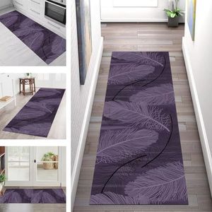 SGLGSTORE Tapijtloper Vloerkleed Anti-slip Keukentapijt Tapijten Wasbaar Woonkamer Slaapkamer Hal Donkerpaars Zwart Keukenloper Tapijtmatten Deurmatten Lopers Badmatten 50X180CM Wasserij Tapijtpads