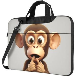 The Silent Monkey Laptop Schoudertas Draagbare Laptop Tas Laptop Case Crossbody Aktetas w/Strap Handvat, Zwart, 14 inch