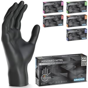 ARNOMED wegwerphandschoenen zwart, nitril handschoenen XXL, 450 stuks, poedervrij & latexvrij, verkrijgbaar in maat XS, S, M, L, XL & XXL