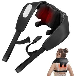 BIBIRE Nekmassageapparaat met warmtefunctie, Shiatsu massageapparaat 4D-massage van diep weefsel, voor schouder, been, lichaamspieren, pijnverlichting, thuis, kantoor en auto