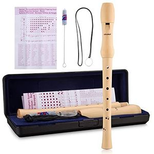 Barokke Recorder 8 gaten, Sopraan C Key Recorder gemaakt van esdoornhout met opbergkoffer, vingerkaart en reinigingsstaaf voor kinderen en volwassenen beginners