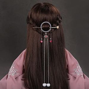 Chinese Stijl Lange Kwastje Haar Stok Retro Hanfu Vlinder Metalen Glazuur Haar Vork Haar Eetstokjes Antieke Parel Kwastje Hoofdtooi