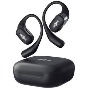 SHOKZ OpenFit, [Rotterdam Marathon Aanrader] Open-Ear True Wireless Bluetooth koptelefoon met microfoon, oordopjes met oorhaken, zweetbestendig, snel opladen, 28 uur speeltijd (Zwart)