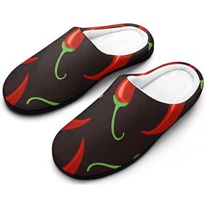 Rode Peper Katoenen Slippers Voor Vrouwen Warme Anti-Slip Rubber Zool Huis Schoenen Voor Indoor Hotel 11-12 (42-43)