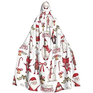 Bxzpzplj Kerst Kerstman Print Hooded Mantel Unisex Mannen, Vrouwen, Kinderen Cosplay, Feest, Carnaval, Heks Kostuum