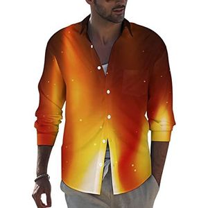 Burning Flame Fire heren revers shirt met lange mouwen button down print blouse zomer zak T-shirts tops 5XL